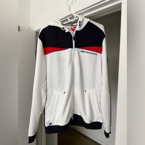 PUMA x BMW Motorsport Authentic Full Zip White Hoodie Sweatshirt Size Large